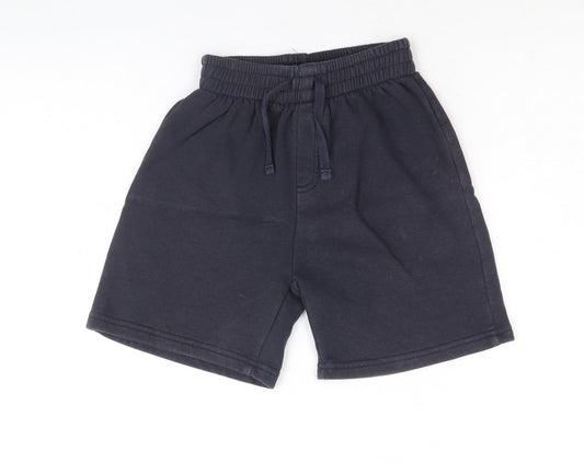 TU Boys Blue Cotton Sweat Shorts Size 7 Years Regular Drawstring