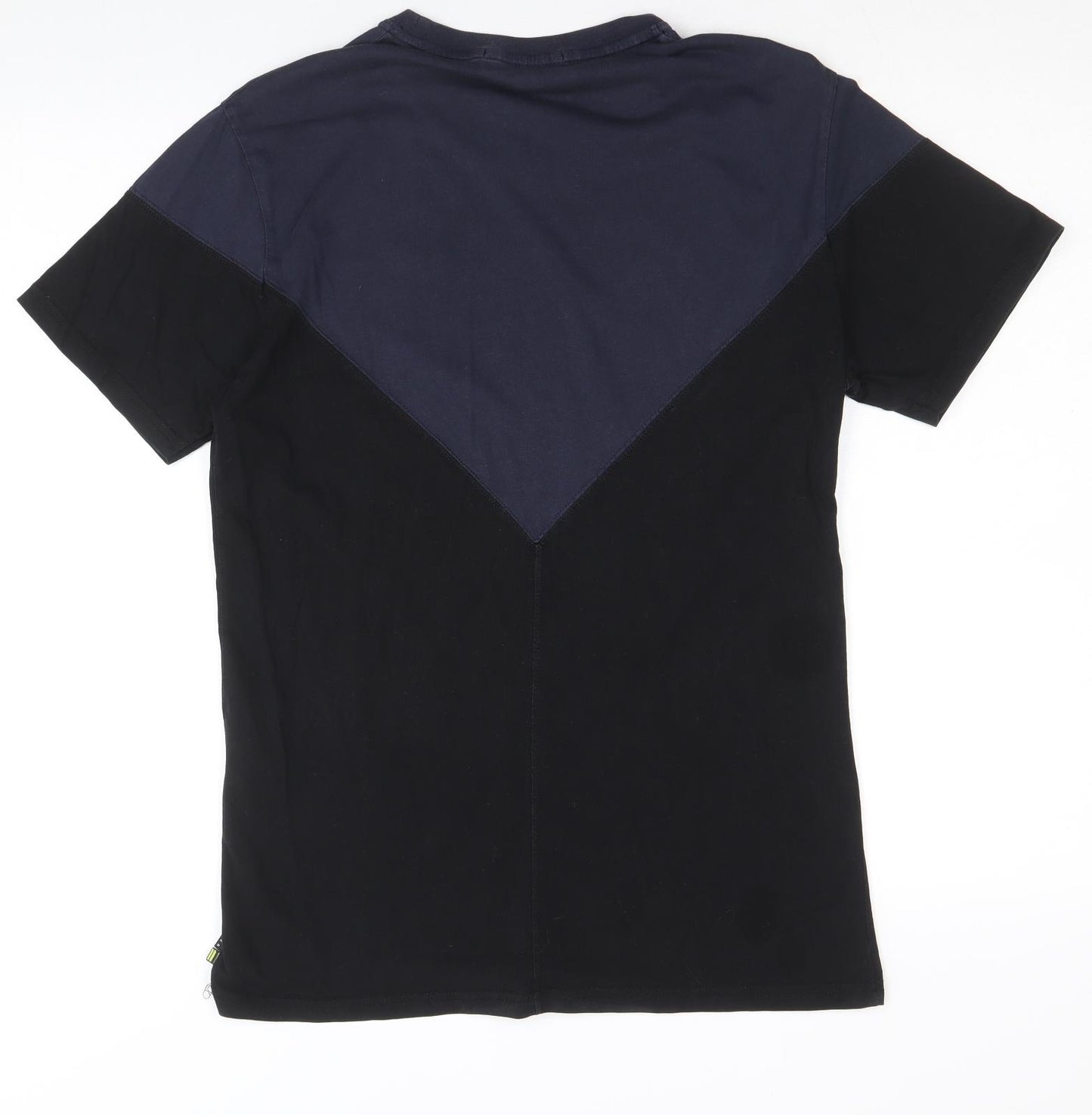 Iuter Mens Blue Colourblock Cotton T-Shirt Size S Round Neck