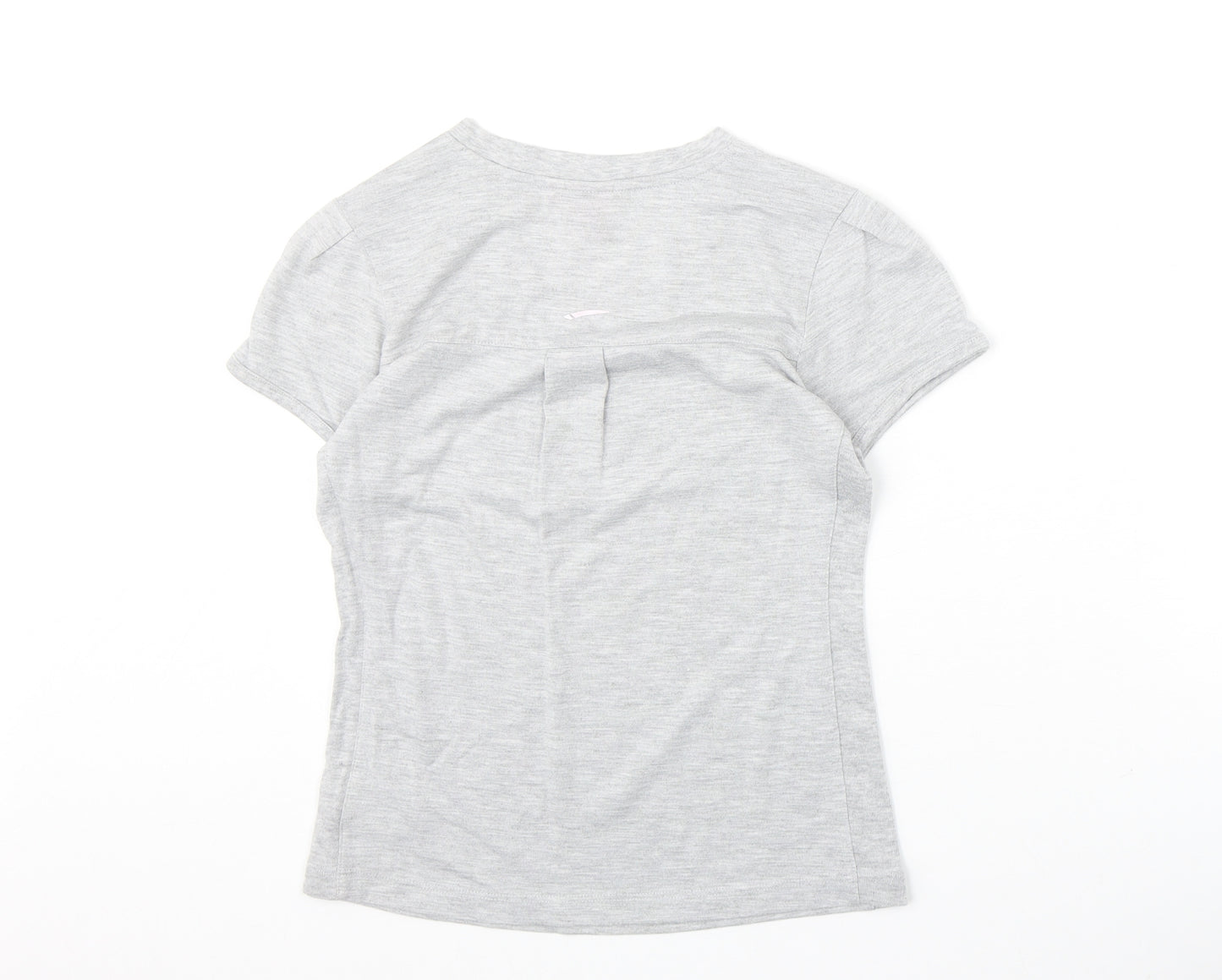 LA Gear Girls Grey Polyester Basic T-Shirt Size 13 Years V-Neck Pullover