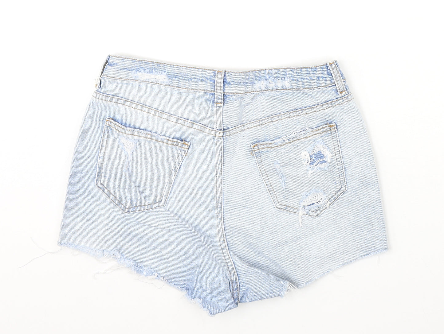 Denim & Co. Womens Blue Cotton Hot Pants Shorts Size 12 Regular Zip