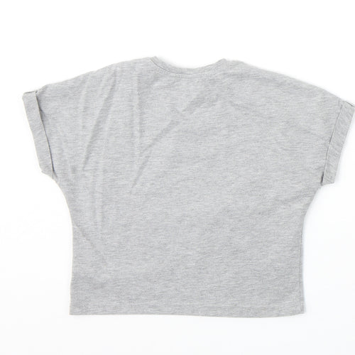 Primark Girls Grey Polyester Basic T-Shirt Size 7-8 Years Round Neck Pullover - New York 1998