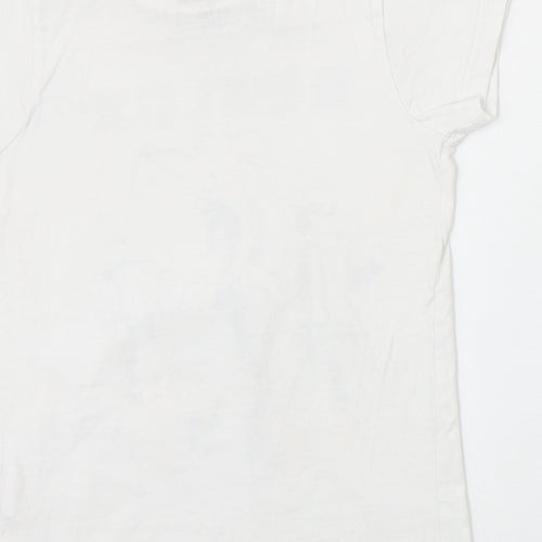 Preworn Boys Ivory 100% Cotton Basic T-Shirt Size 6-7 Years Round Neck Pullover - Roblox