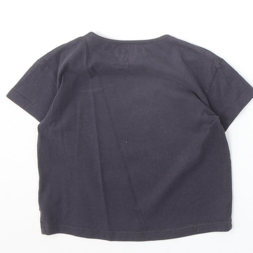 George Boys Grey 100% Cotton Basic T-Shirt Size 6-7 Years Round Neck Pullover - Slogan