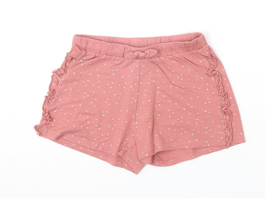 H&M Girls Pink Polka Dot 100% Cotton Sweat Shorts Size 8-9 Years Regular