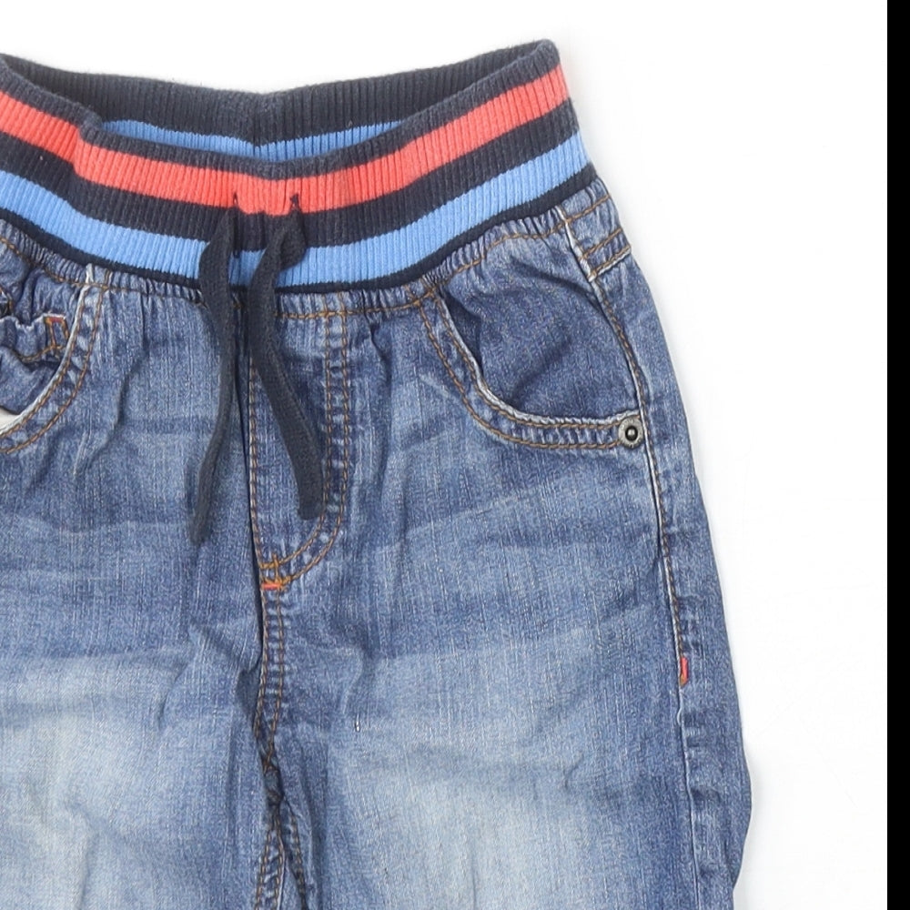 Mini Club Boys Blue 100% Cotton Bermuda Shorts Size 4-5 Years Regular Drawstring