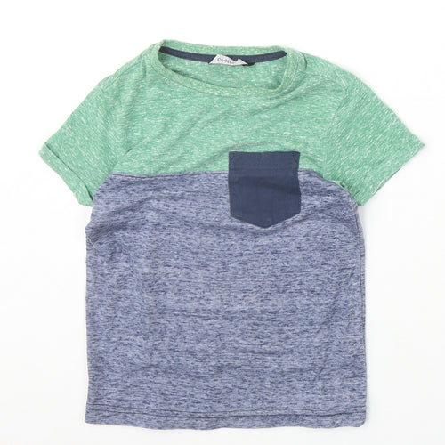 George Boys Blue Colourblock Polyester Basic T-Shirt Size 4-5 Years Round Neck Pullover