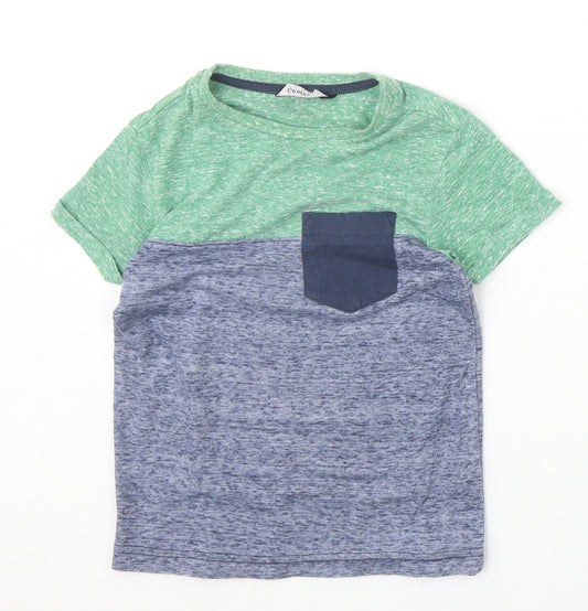 George Boys Blue Colourblock Polyester Basic T-Shirt Size 4-5 Years Round Neck Pullover