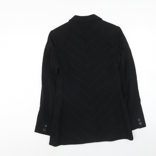 Press&Bastyan Womens Black Striped Wool Jacket Blazer Size 8