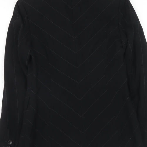 Press&Bastyan Womens Black Striped Wool Jacket Blazer Size 8