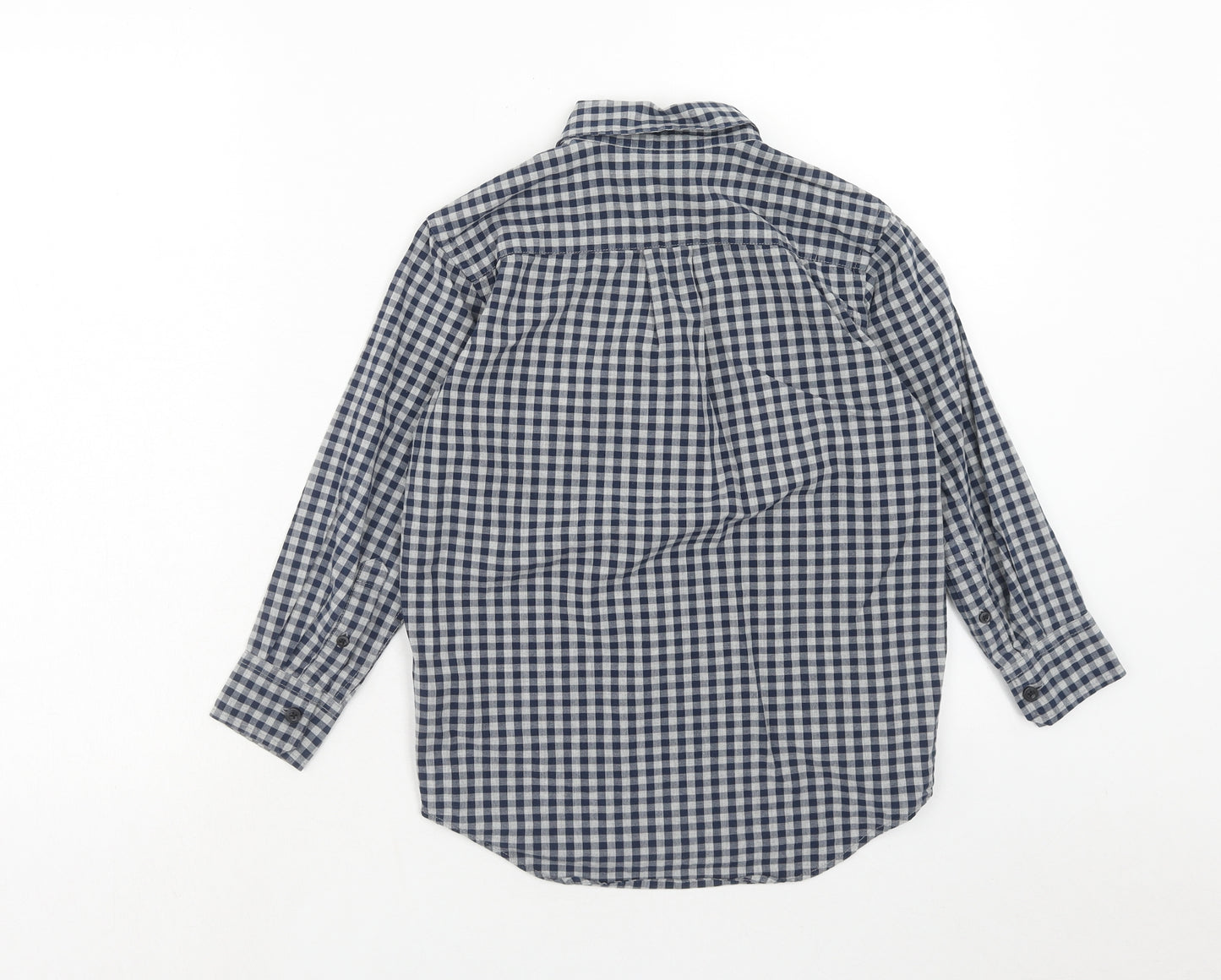 Gap Boys Blue Gingham Cotton Basic Button-Up Size 6-7 Years Collared Button