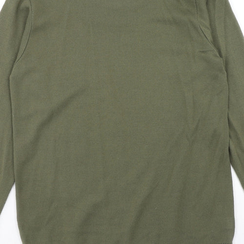 Boohoo Mens Green Round Neck Acrylic Pullover Jumper Size S Long Sleeve