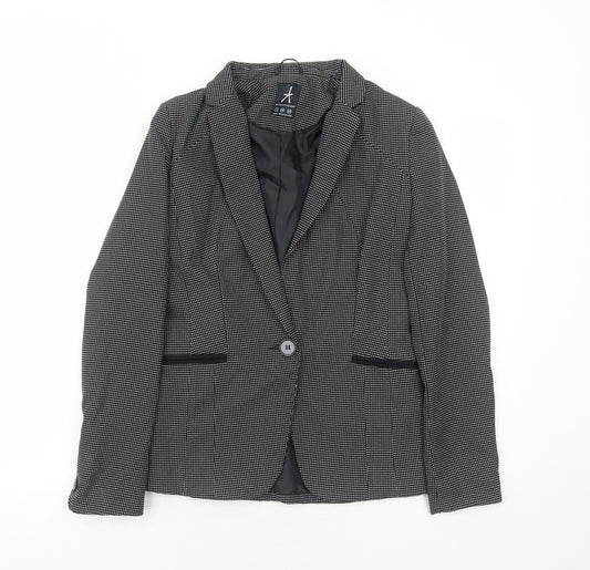 Atmosphere Womens Black Geometric Polyester Jacket Blazer Size 6