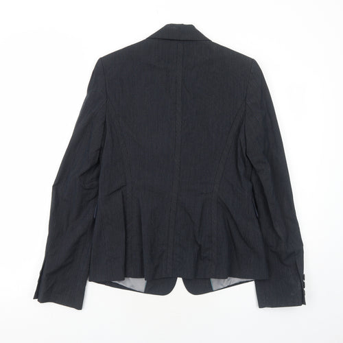 NEXT Womens Black Pinstripe Polyester Jacket Blazer Size 12