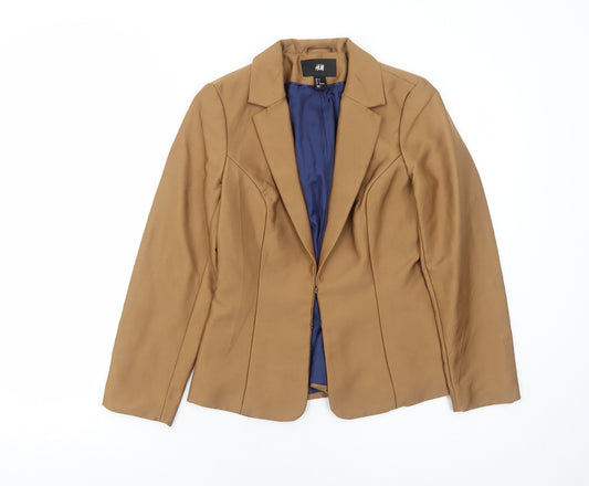 H&M Womens Brown Cotton Jacket Blazer Size 6