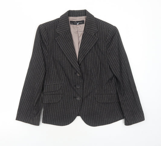 Zara Womens Grey Striped Viscose Jacket Suit Jacket Size S