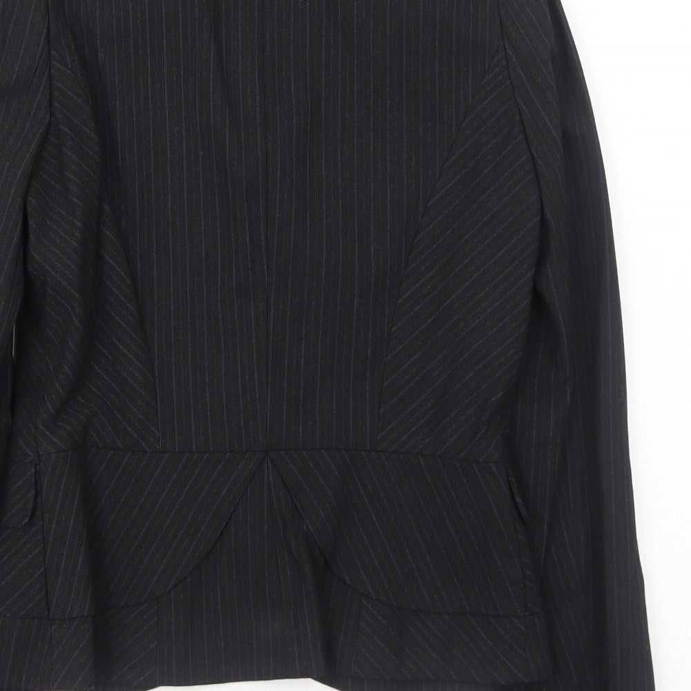 Warehouse Womens Black Striped Polyester Jacket Suit Jacket Size 10