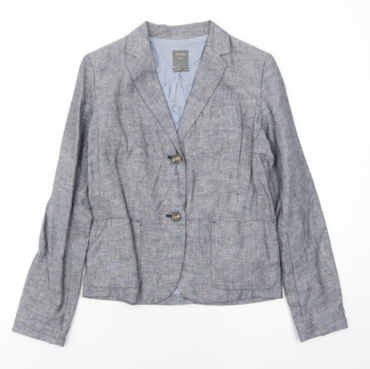 Gap Womens Blue Linen Jacket Blazer Size 8
