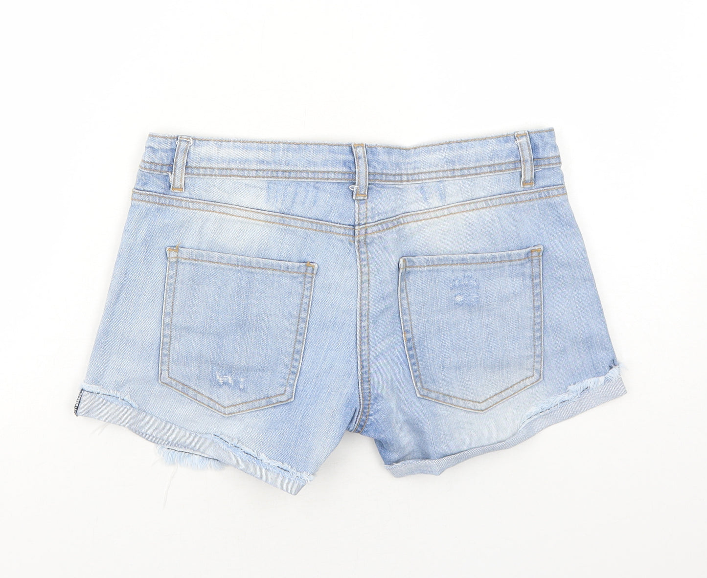 Henry Holland Womens Blue Cotton Cut-Off Shorts Size 8 Regular Zip