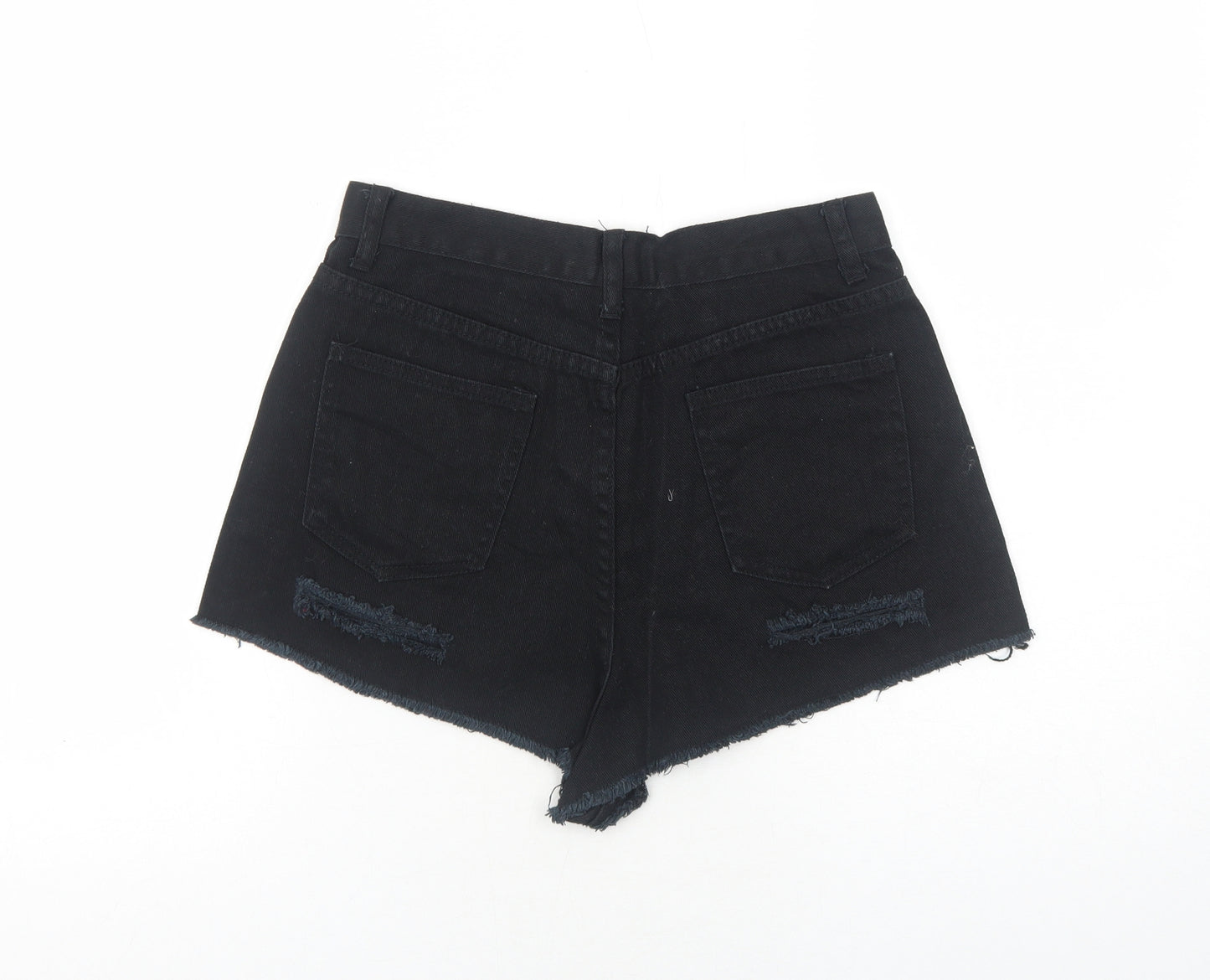 Missguided Womens Black Cotton Hot Pants Shorts Size 10 Regular Zip