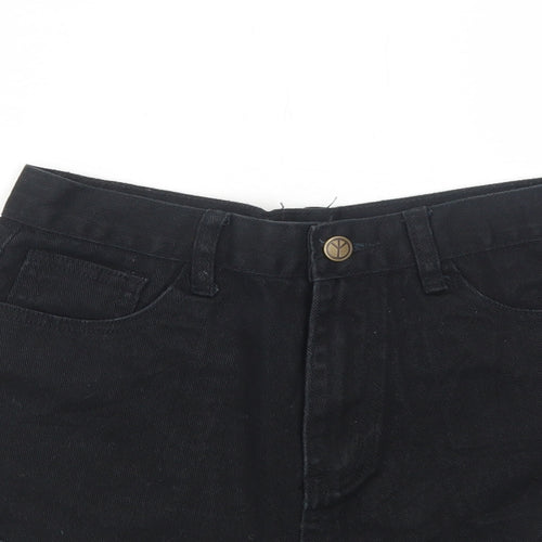 Missguided Womens Black Cotton Hot Pants Shorts Size 10 Regular Zip