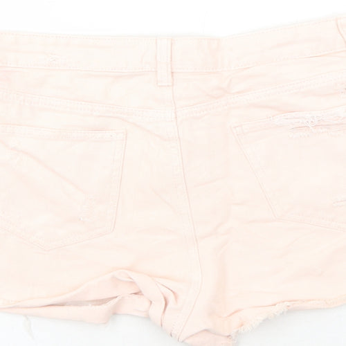 Primark Womens Pink Cotton Hot Pants Shorts Size 12 Regular Zip