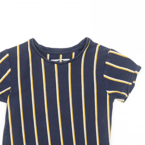 NEXT Boys Blue Striped Cotton Basic T-Shirt Size 4-5 Years Round Neck Pullover