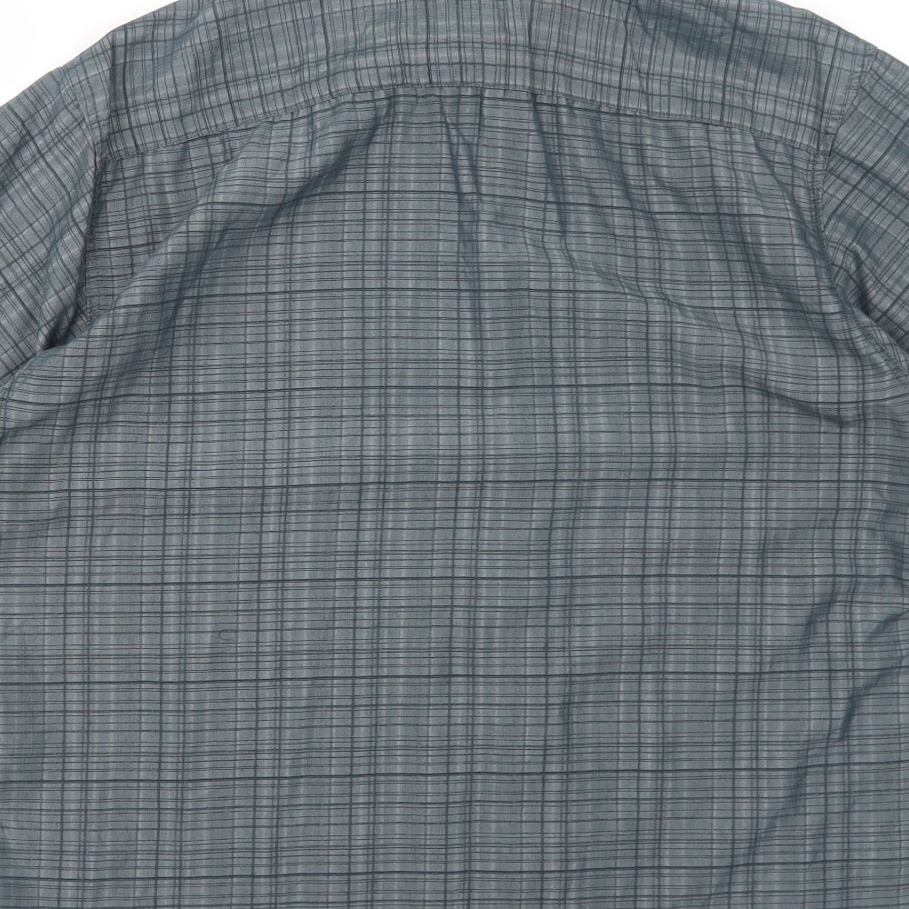 Thomas Nash Mens Blue Plaid Polyester Button-Up Size M Collared Button