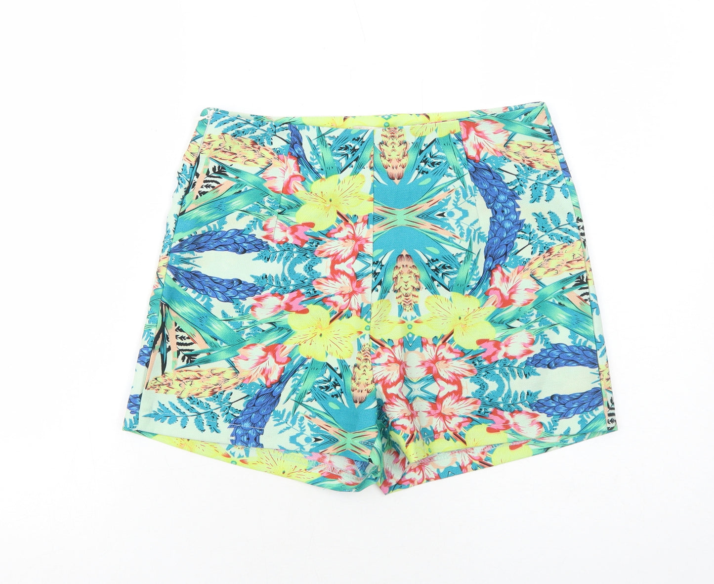 Vera&Lucy Womens Multicoloured Floral Polyester Mom Shorts Size S Regular Zip