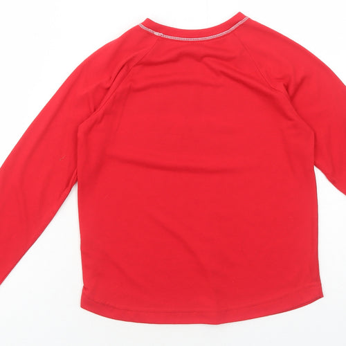 Matalan Boys Red Polyester Basic T-Shirt Size 8-9 Years Round Neck Pullover - Christmas Crew