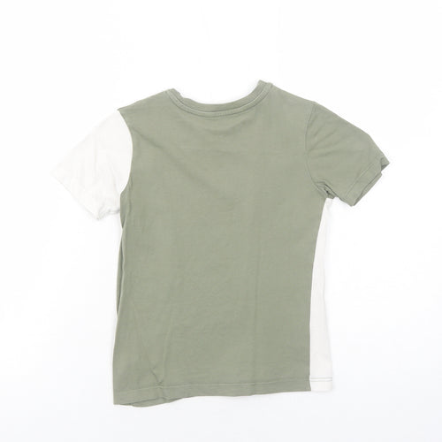 George Boys Green Colourblock Cotton Basic T-Shirt Size 4-5 Years Round Neck Pullover - Unstoppable