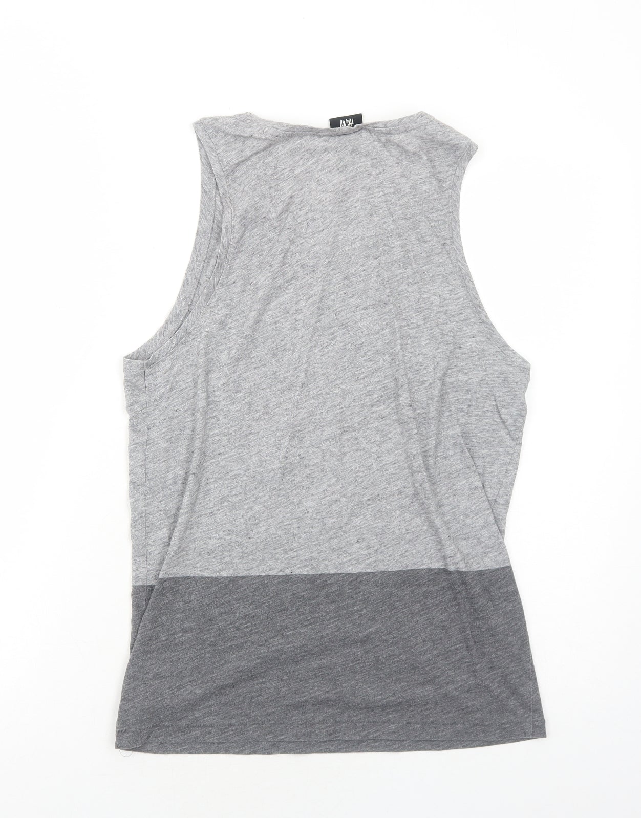 H&M Mens Grey Colourblock Cotton T-Shirt Size S Round Neck