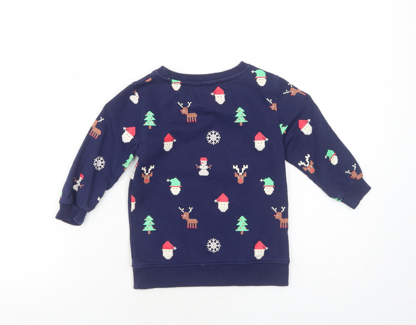 M&Co Boys Blue Geometric Cotton Pullover Sweatshirt Size 3-4 Years Pullover - Christmas