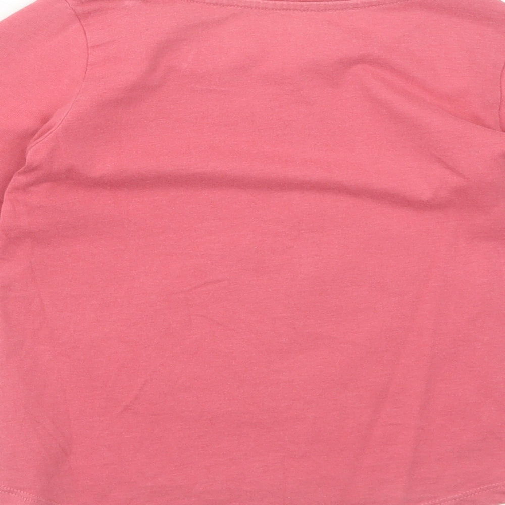 Nutmeg Girls Pink Cotton Basic T-Shirt Size 3-4 Years Round Neck Pullover - Rabbit