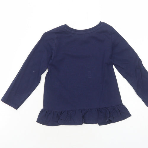 Nutmeg Girls Blue Cotton Basic T-Shirt Size 3-4 Years Round Neck Pullover - Unicorn