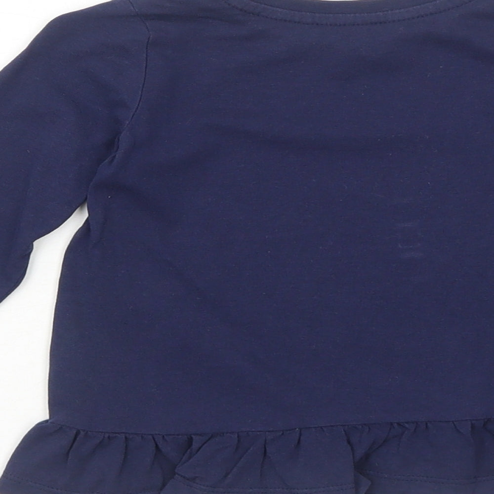 Nutmeg Girls Blue Cotton Basic T-Shirt Size 3-4 Years Round Neck Pullover - Unicorn