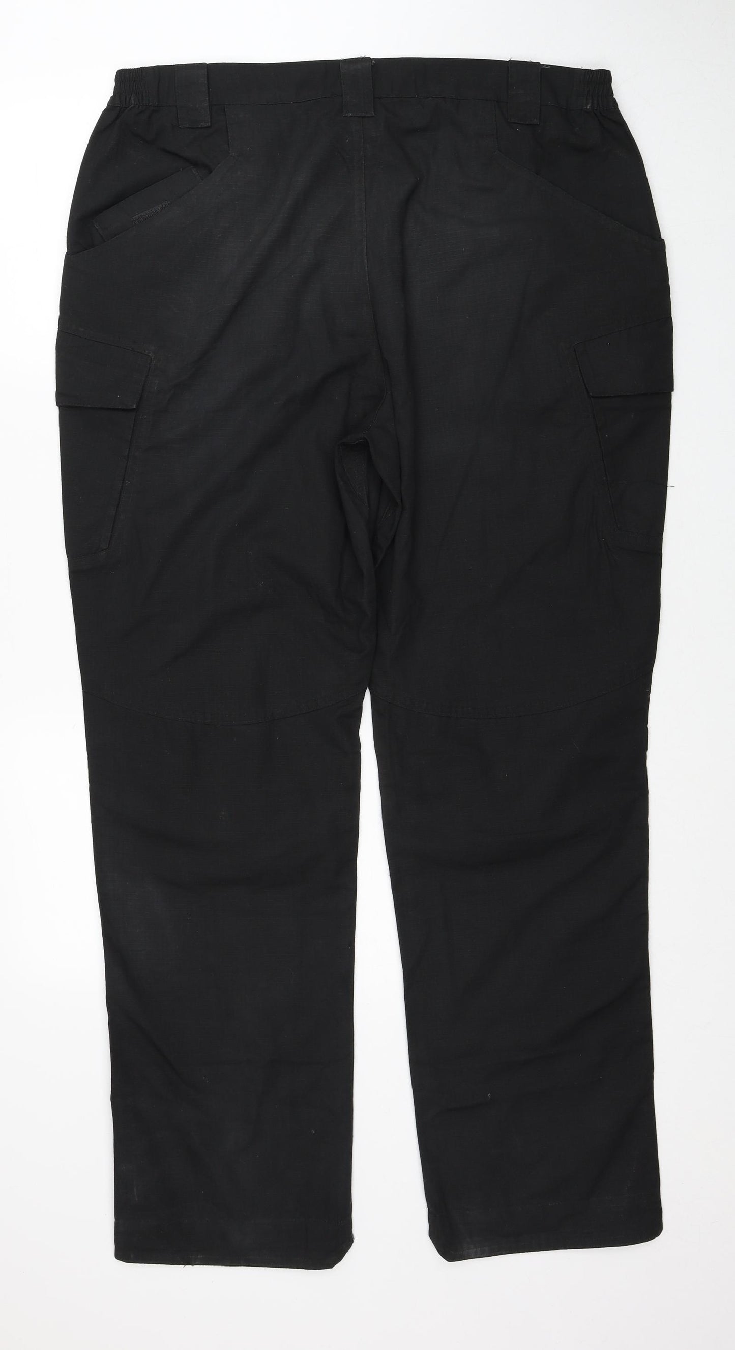 Preworn Mens Black Cotton Trousers Size 38 in Regular Zip