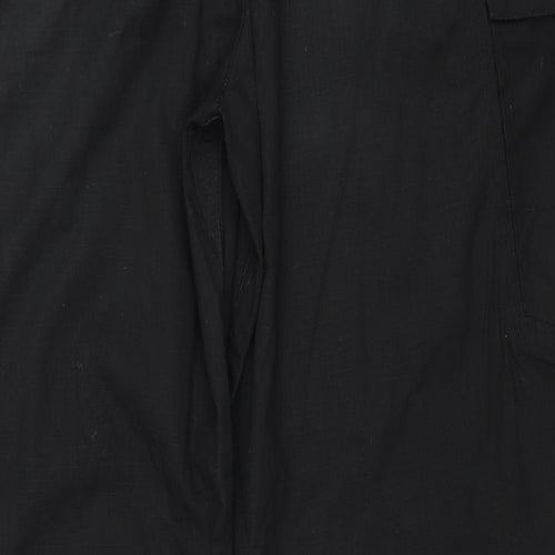 Preworn Mens Black Cotton Trousers Size 38 in Regular Zip