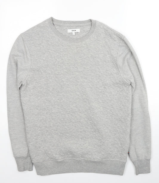 Open Mens Grey Cotton Pullover Sweatshirt Size S