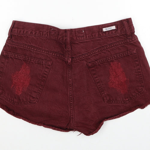 Melville Womens Red Cotton Hot Pants Shorts Size 12 Regular Button