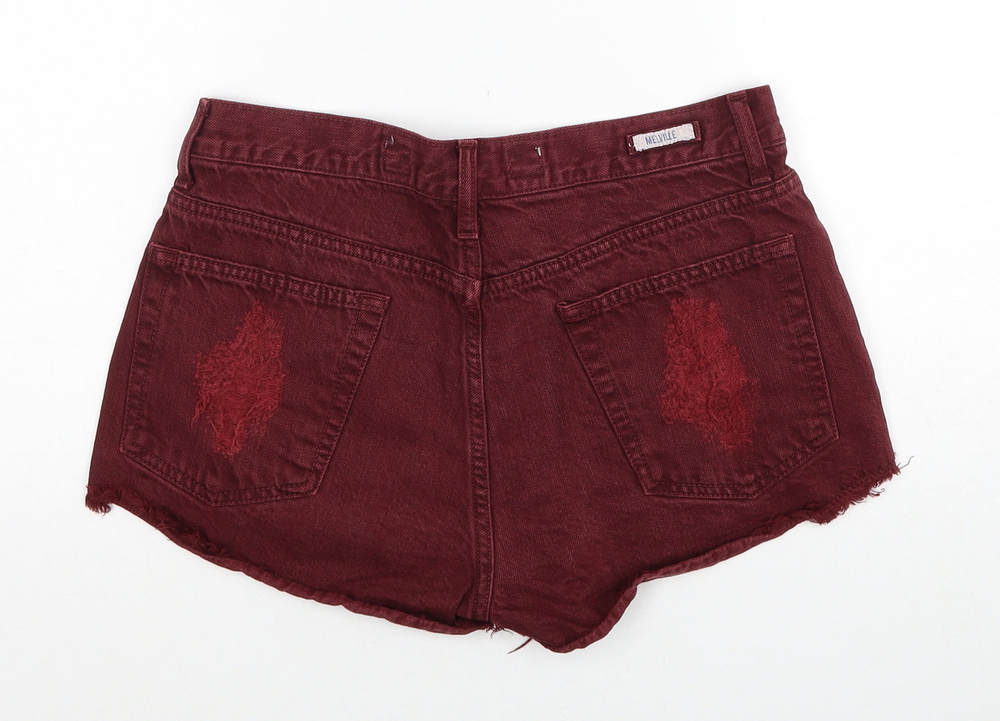 Melville Womens Red Cotton Hot Pants Shorts Size 12 Regular Button