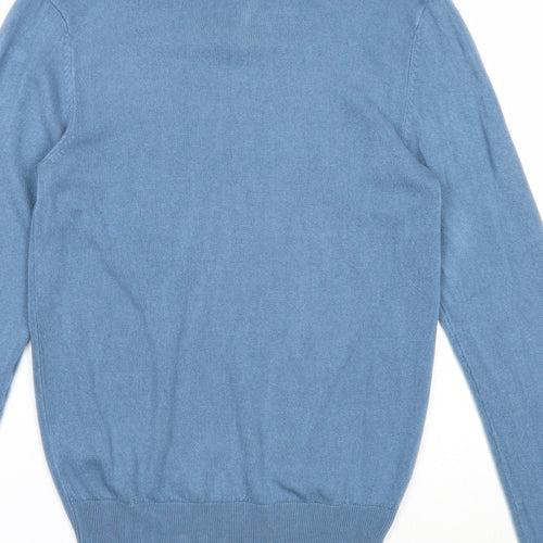 Cedar Wood State Mens Blue V-Neck Acrylic Pullover Jumper Size S Long Sleeve