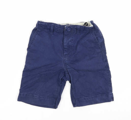 Gap Boys Blue Cotton Chino Shorts Size 7 Years Regular Zip