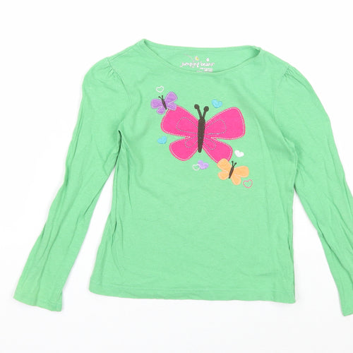 Jumping Beans Girls Grey Cotton Basic T-Shirt Size 6 Years Round Neck Pullover - Butterfly