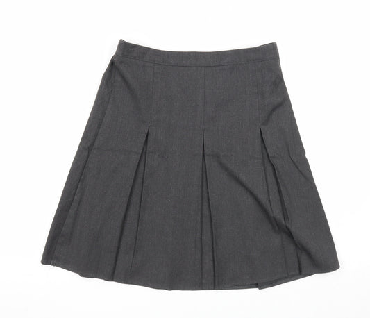 George Girls Grey Polyester Pleated Skirt Size 10-11 Years Regular Button