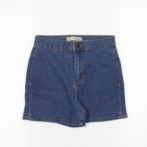 Denim & Co. Womens Blue Cotton Boyfriend Shorts Size 6 Regular Zip
