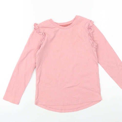 Nutmeg Girls Pink 100% Merino Wool Basic T-Shirt Size 5-6 Years Round Neck Pullover
