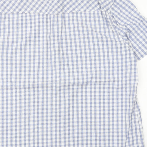Cherokee Mens Blue Check Cotton Button-Up Size XL Collared Snap