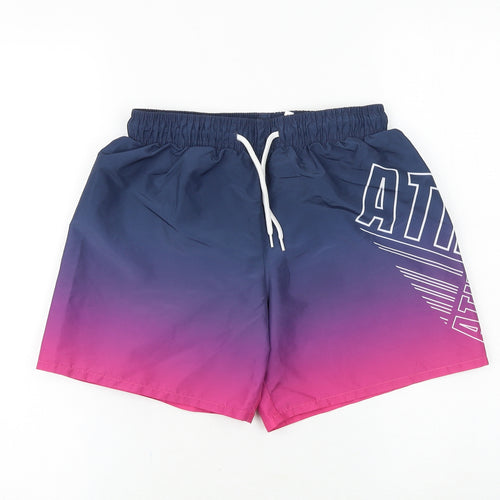 H&M Boys Purple Geometric Polyester Sweat Shorts Size 11-12 Years Regular Drawstring - Swim Shorts