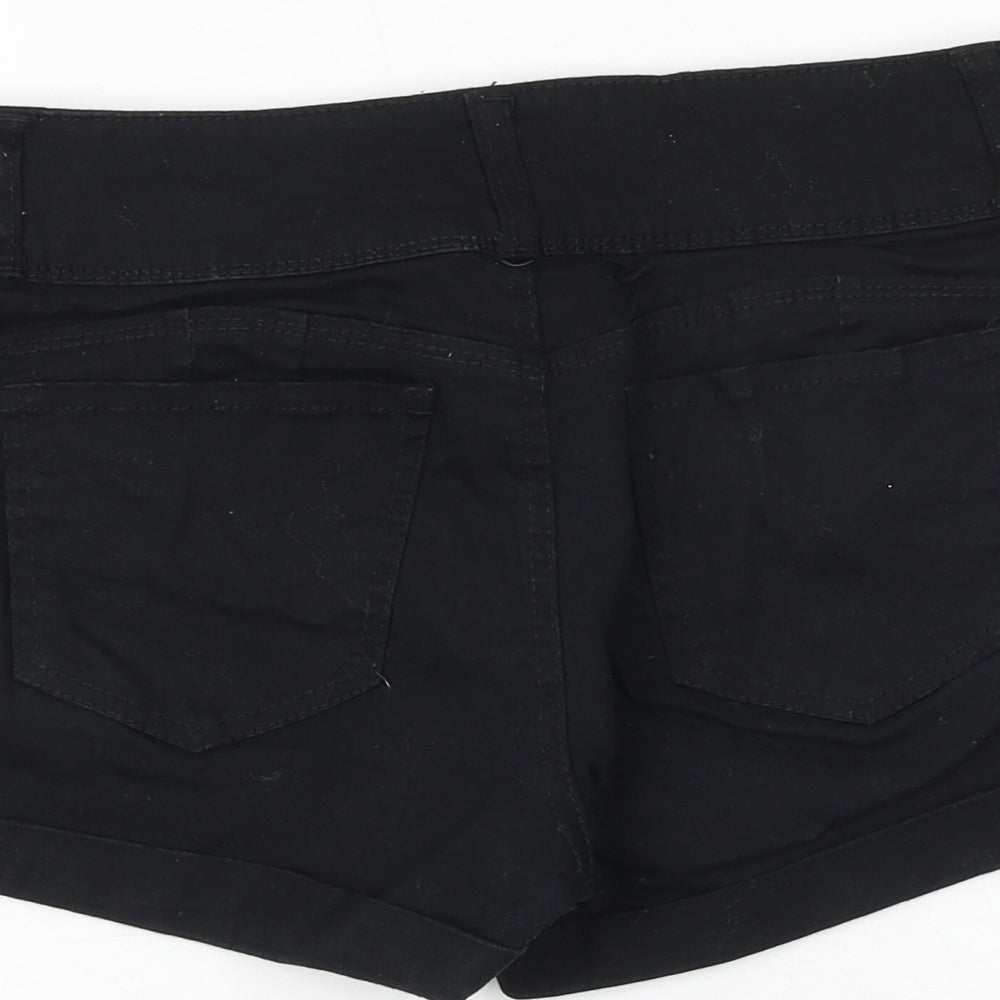 WAX JEAN Womens Black Cotton Boyfriend Shorts Size L Regular Button