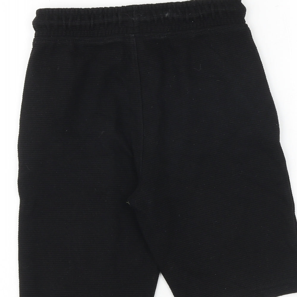 TU Boys Black Cotton Sweat Shorts Size 8 Years Regular Drawstring